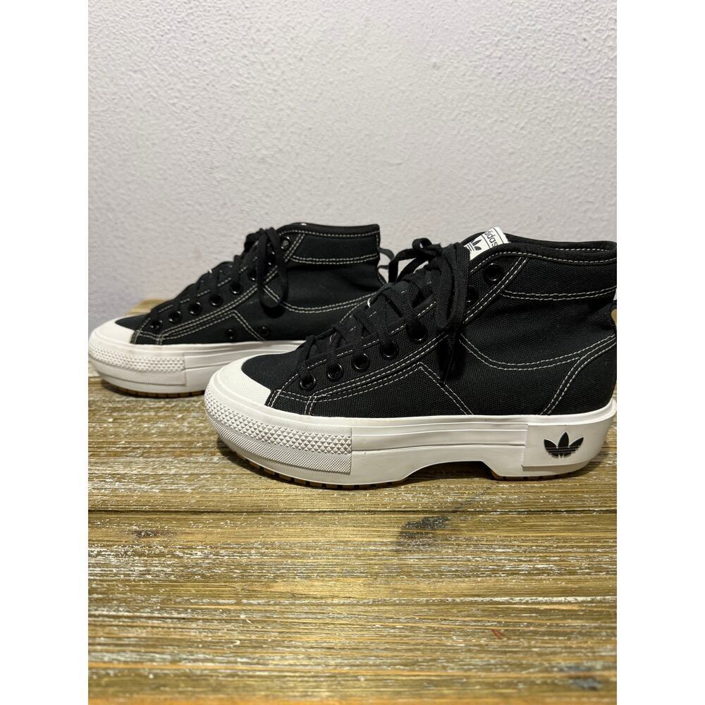 Adidas‎ Nizza Trek Black White GZ8857 Platform Hi Top Canvas Sneakers Women's 7 - Picture 4 of 10